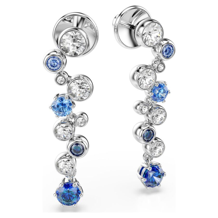 Constella drop earrings Mixed cuts, Blue, Rhodium plated