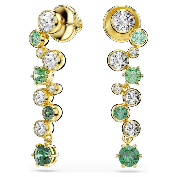 Constella drop earrings Mixed cuts, Green, Gold-tone plated