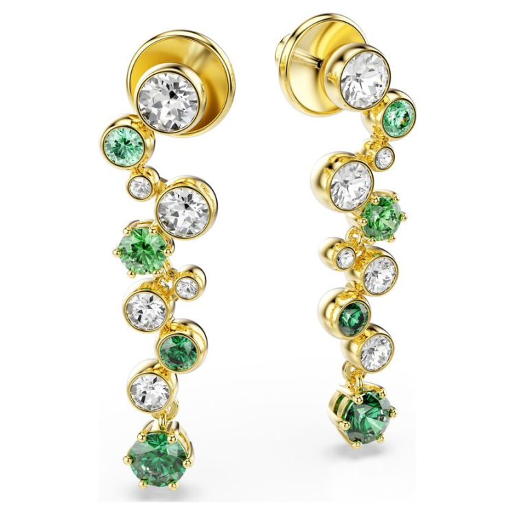 Constella drop earrings Mixed cuts, Green, Gold-tone plated