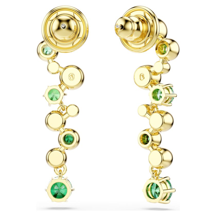 Constella drop earrings Mixed cuts, Green, Gold-tone plated