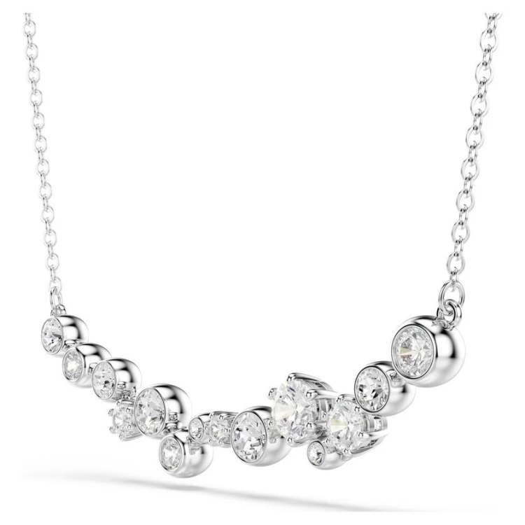Constella necklace Mixed cuts, White, Rhodium plated