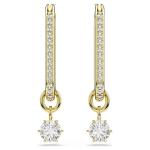 Constella drop earrings Round cut, White, Gold-tone plated