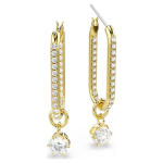 Constella drop earrings Round cut, White, Gold-tone plated