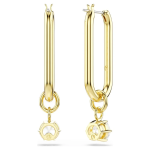 Constella drop earrings Round cut, White, Gold-tone plated