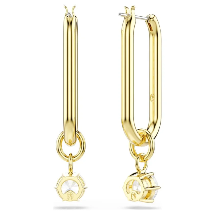 Constella drop earrings Round cut, White, Gold-tone plated
