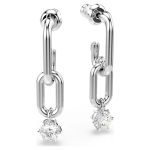 Constella drop earrings Crystal pearl, Round cut, White, Rhodium plated