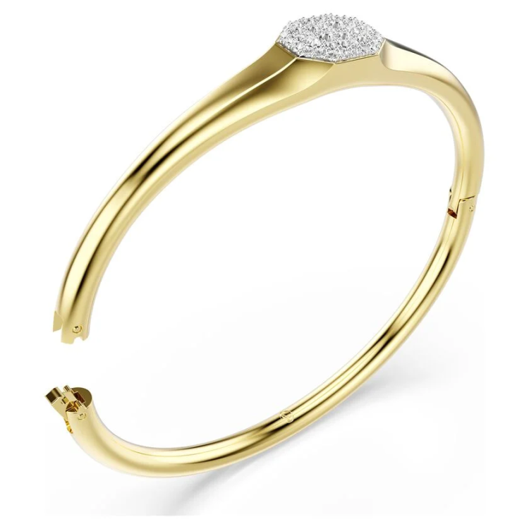 Dextera bangle Round cut, White, Gold-tone plated