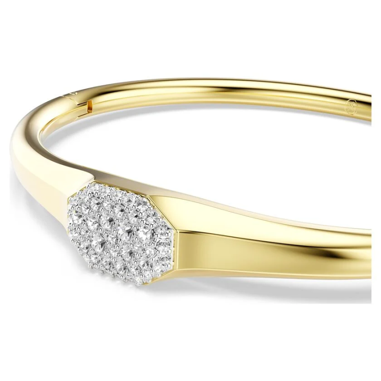 Dextera bangle Round cut, White, Gold-tone plated