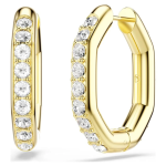 Dextera hoop earrings Octagon shape, Round cut, White, Gold-tone plated