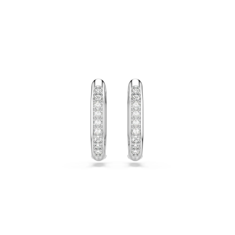 Dextera hoop earrings, Octagon shape, Round cut, White, Rhodium plated