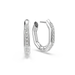 Dextera hoop earrings, Octagon shape, Round cut, White, Rhodium plated