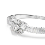 Matrix bangle, Baguette cut, Knot, White, Rhodium plated