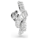 Matrix tack pin Baguette cut, Knot, White, Rhodium plated