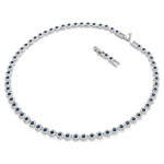 Una Angelic Tennis necklace Round cut, Blue, Rhodium plated