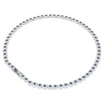 Una Angelic Tennis necklace Round cut, Blue, Rhodium plated