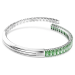 Matrix bangle Mixed cuts, Green, Rhodium plated