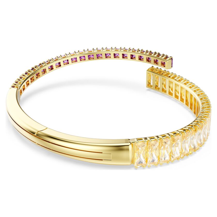 Matrix bangle Mixed cuts, Multicolored, Gold-tone plated
