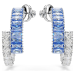 Matrix hoop earrings Mixed cuts, Blue, Rhodium plated
