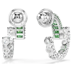 Matrix hoop earrings Mixed cuts, Green, Rhodium plated