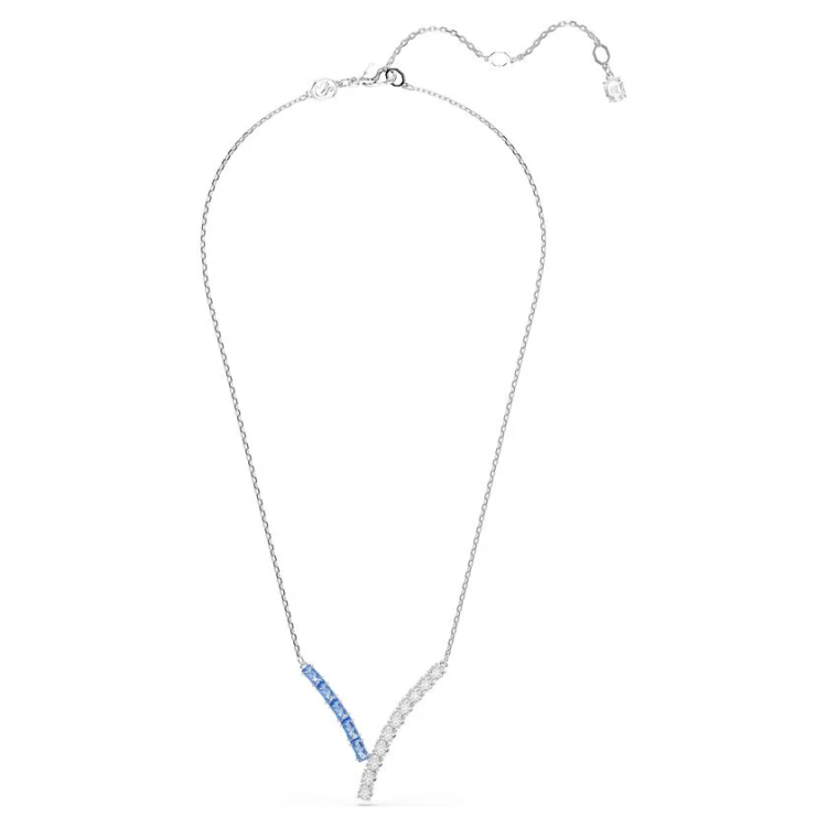 Matrix pendant Mixed cuts, Blue, Rhodium plated