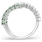Matrix ring Mixed cuts, Green, Rhodium plated