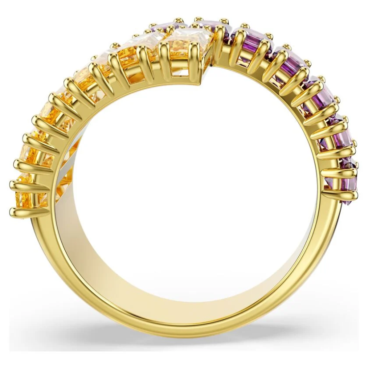 Matrix ring Mixed cuts, Multicolored, Gold-tone plated