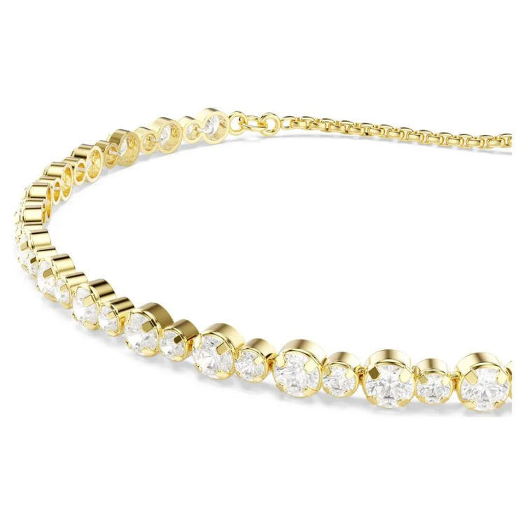Matrix Tennis bracelet Round cut, White, Gold-tone plated