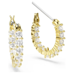 Matrix Vittore hoop earrings Round cut, White, Gold-tone plated
