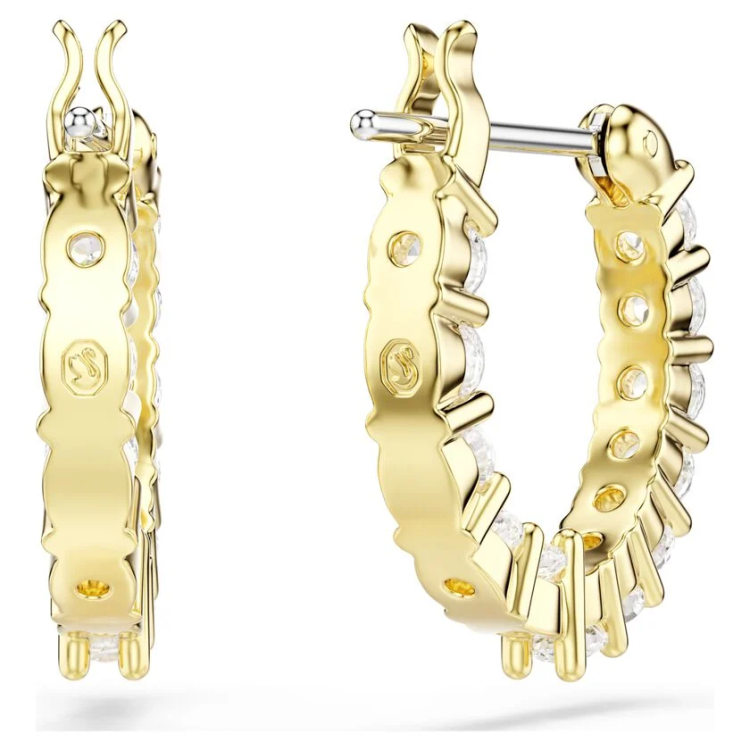 Matrix Vittore hoop earrings Round cut, White, Gold-tone plated