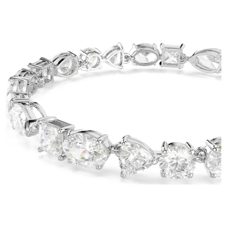 Mesmera bracelet Mixed cuts, White, Rhodium plated