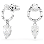 Mesmera drop earrings Mixed cuts, White, Rhodium plated