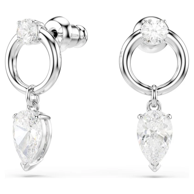 Mesmera drop earrings Mixed cuts, White, Rhodium plated
