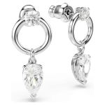 Mesmera drop earrings Mixed cuts, White, Rhodium plated
