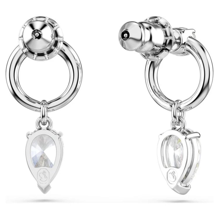 Mesmera drop earrings Mixed cuts, White, Rhodium plated