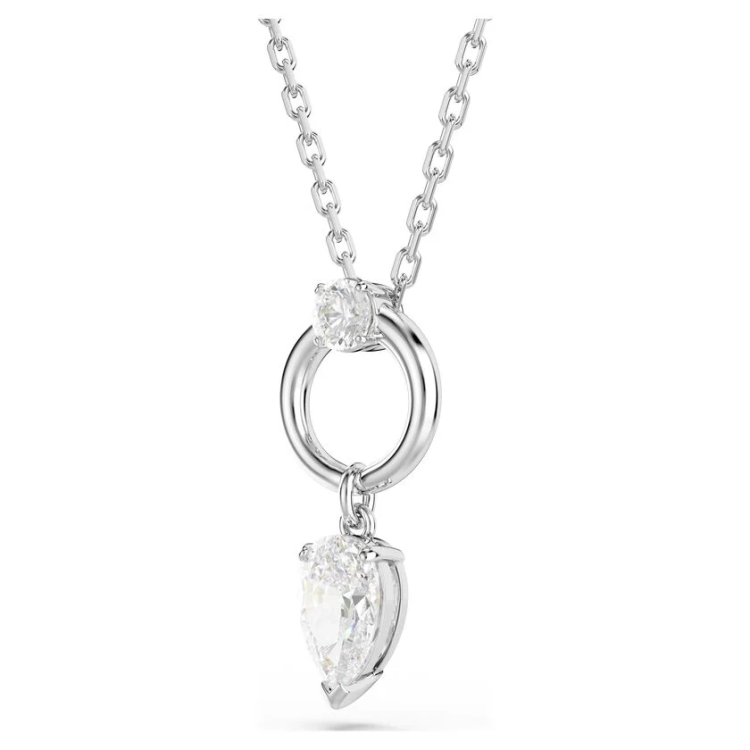 Mesmera pendant Pear cut, White, Rhodium plated