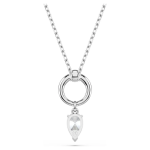 Mesmera pendant Pear cut, White, Rhodium plated