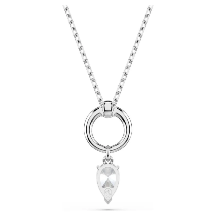 Mesmera pendant Pear cut, White, Rhodium plated