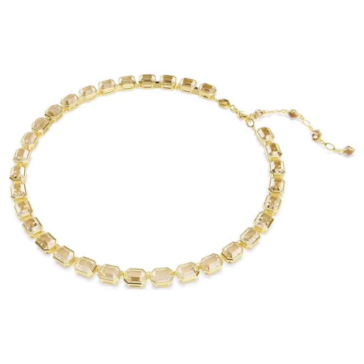 Millenia Tennis necklace Octagon cut, Yellow, Gold-tone plated