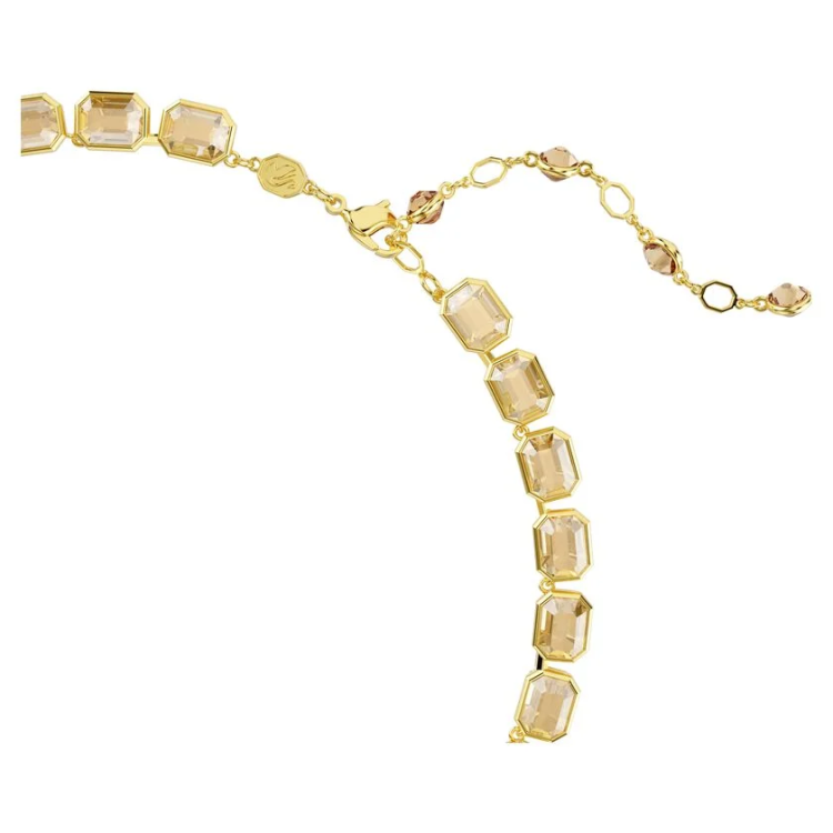 Millenia Tennis necklace Octagon cut, Yellow, Gold-tone plated