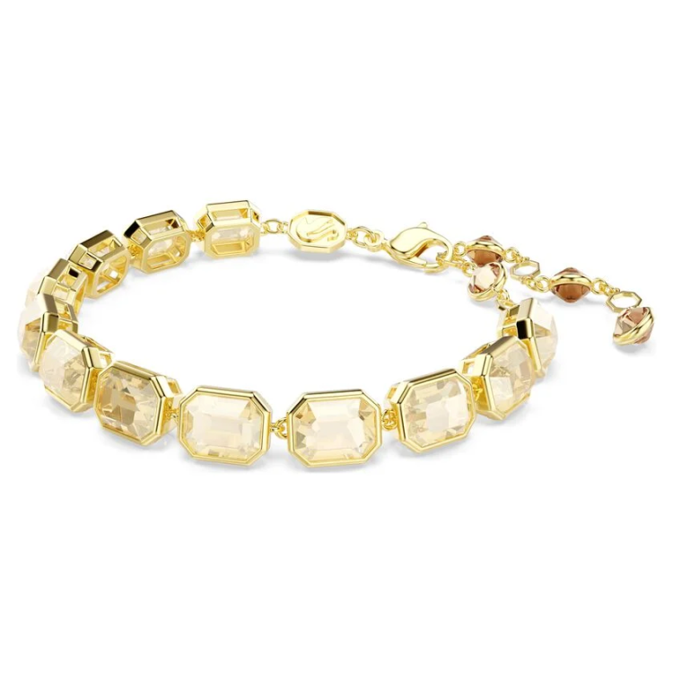 Millenia Tennis bracelet Octagon cut, Caramel, Gold-tone plated