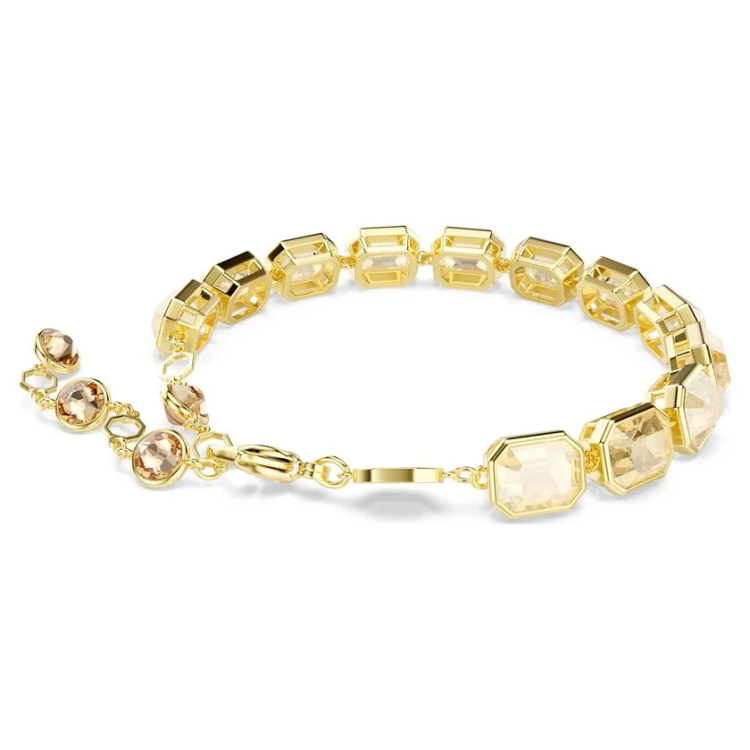 Millenia Tennis bracelet Octagon cut, Caramel, Gold-tone plated