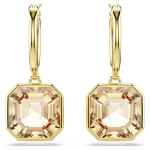 Millenia drop earrings Square cut, Caramel, Gold-tone plated