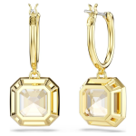 Millenia drop earrings Square cut, Caramel, Gold-tone plated