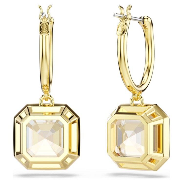 Millenia drop earrings Square cut, Caramel, Gold-tone plated