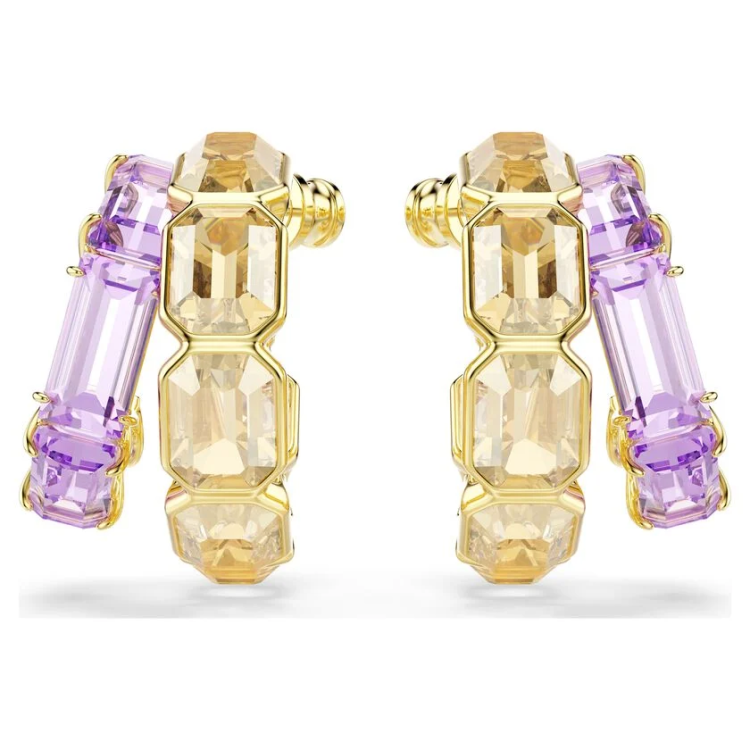 Millenia hoop earrings Mixed cuts, Multicolored, Gold-tone plated