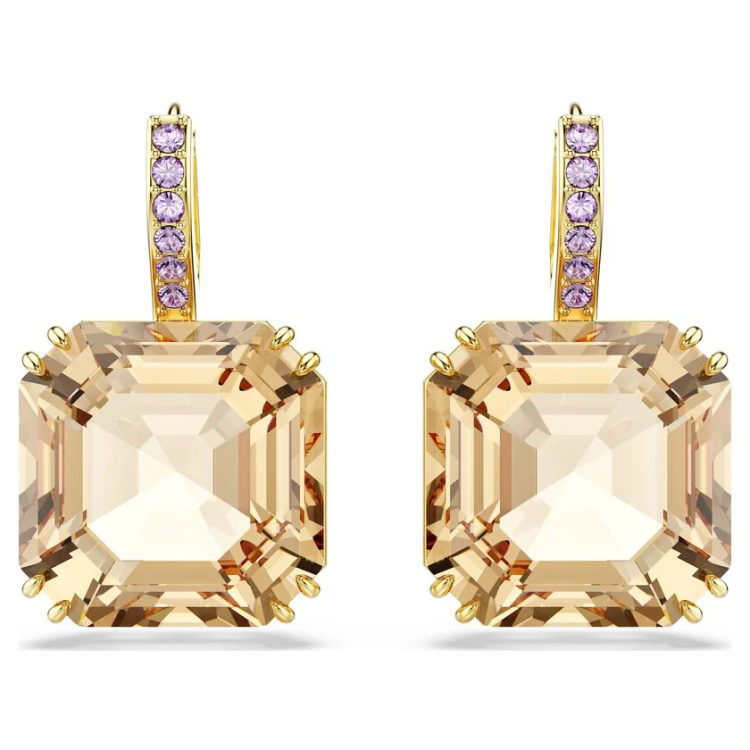 Millenia drop earrings Mixed cuts, Caramel, Gold-tone plated