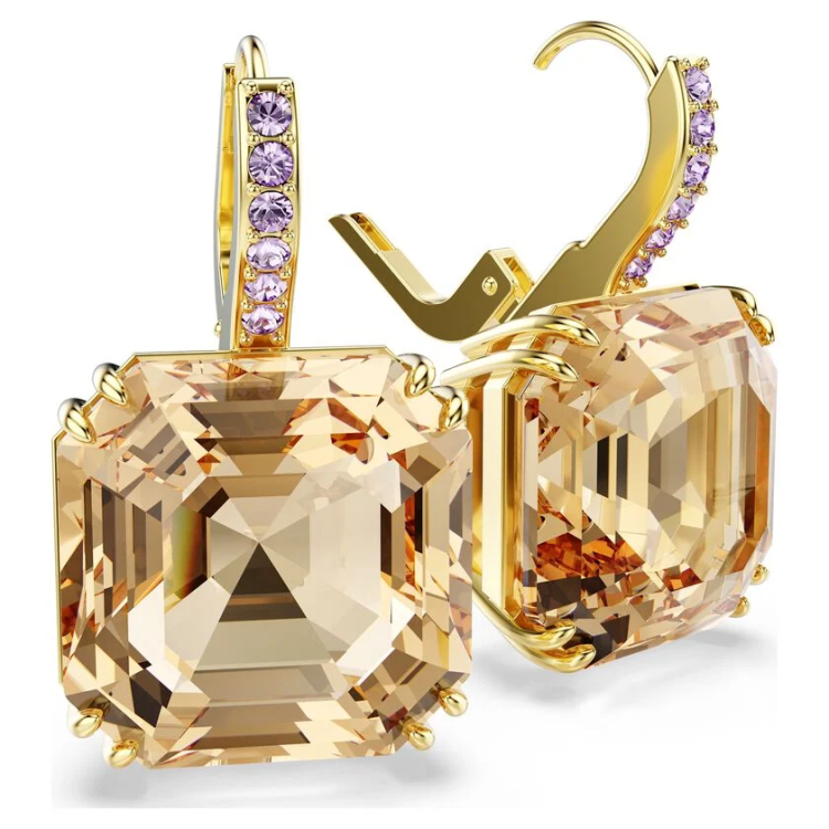 Millenia drop earrings Mixed cuts, Caramel, Gold-tone plated