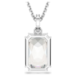 Millenia pendant Octagon cut, White, Rhodium plated