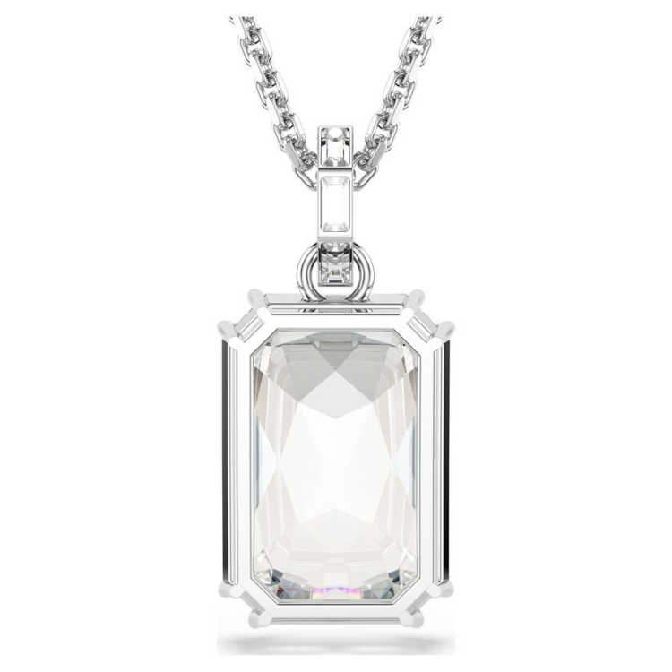 Millenia pendant Octagon cut, White, Rhodium plated