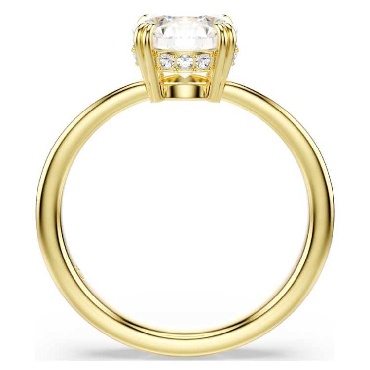 Stilla Attract cocktail ring Round cut, White, Gold-tone plated